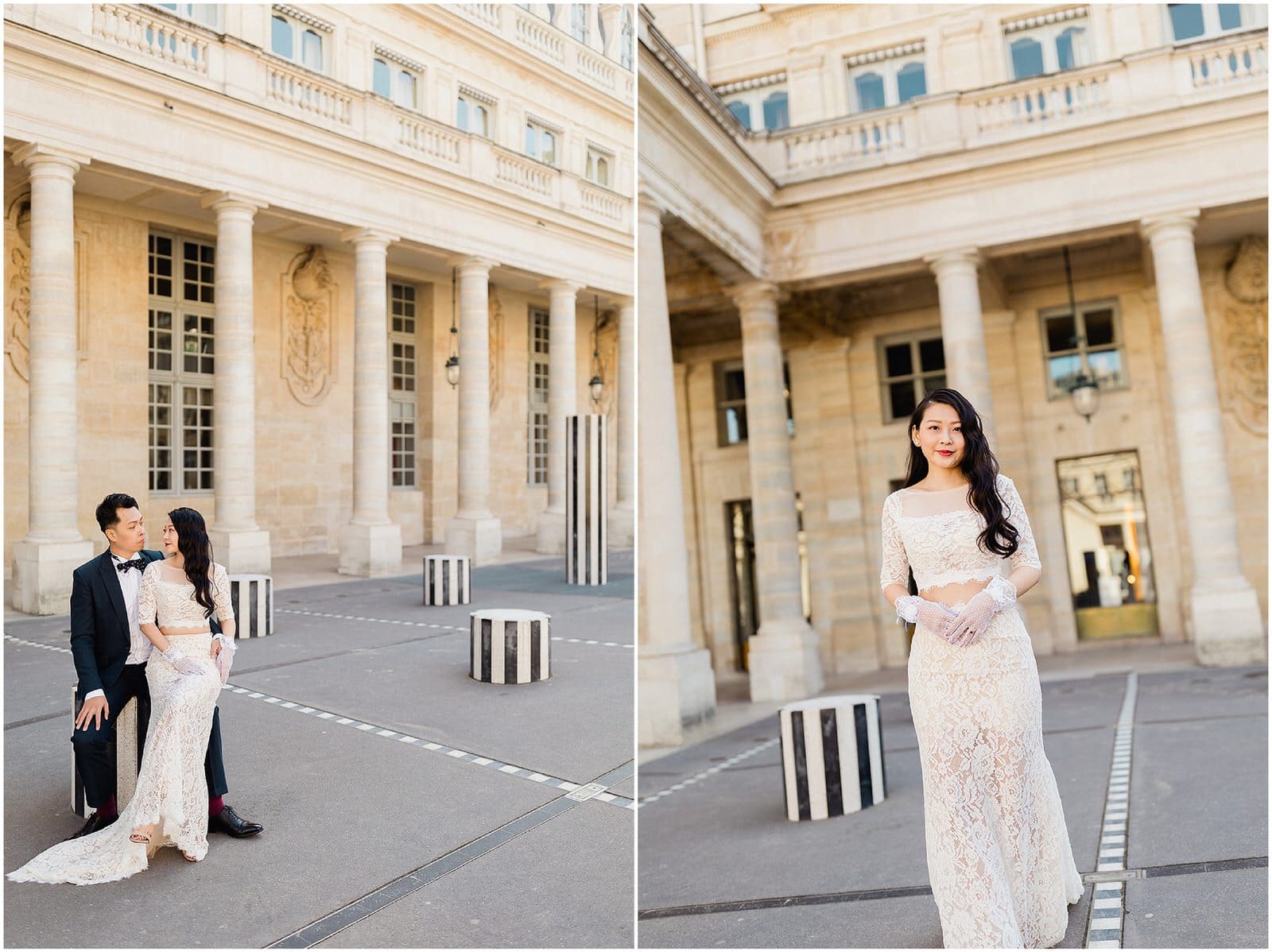shooting de mariage au milieu des Colonnes de Buren shooting de mariage au milieu des Colonnes de Buren