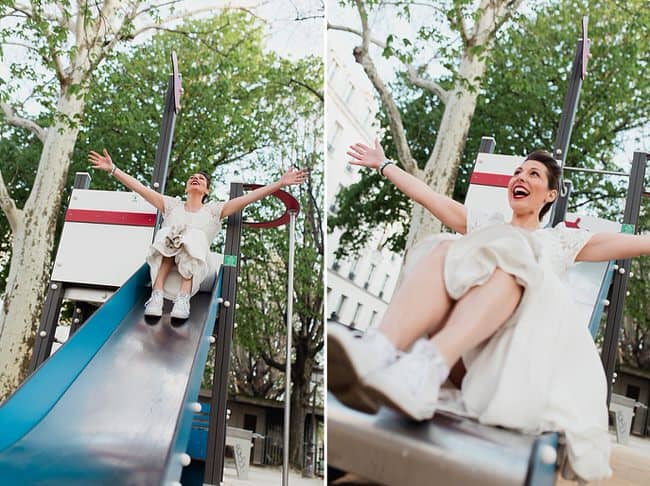 Toboggan pour la mariée au jardin d'enfant