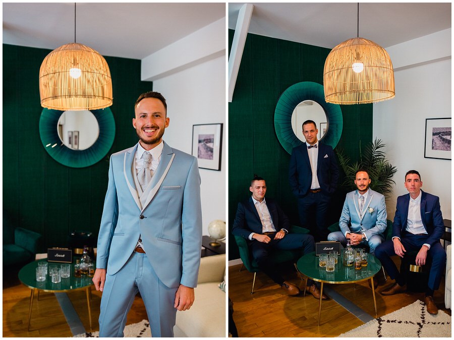 Le marié prêt à la fin des préparatifs