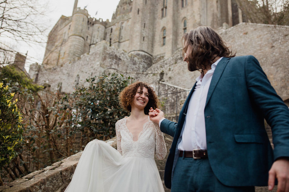 Les mariés grand sourire