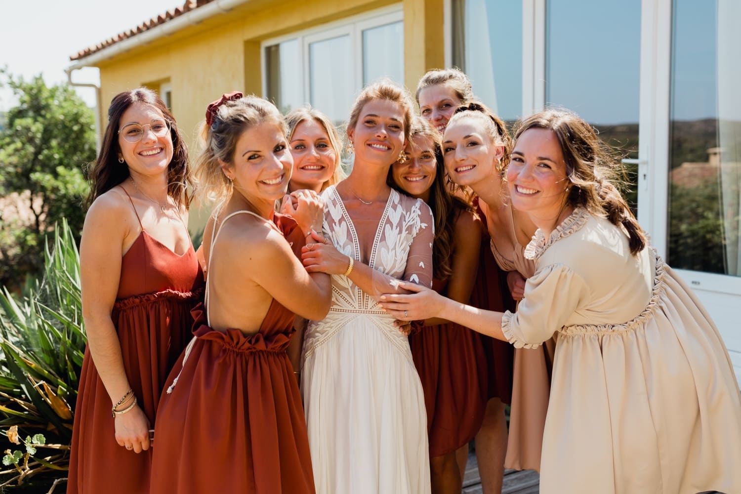the bride and the bridesmaids