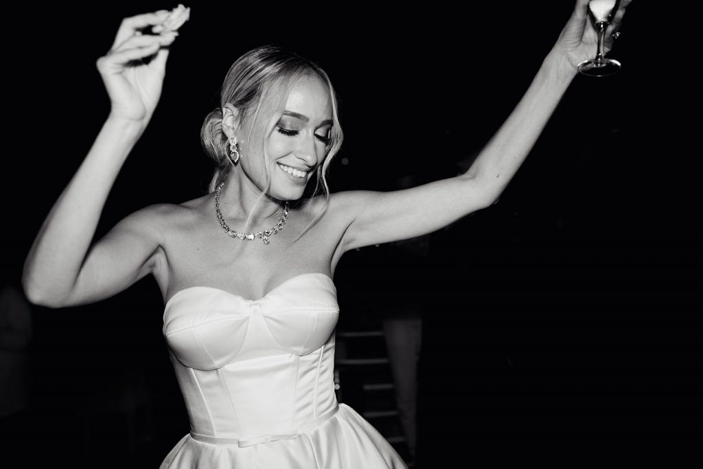 a bride with a glass