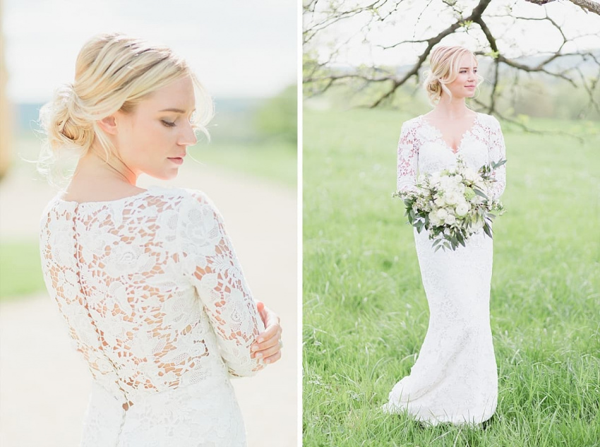 robe et bouquet mariée
