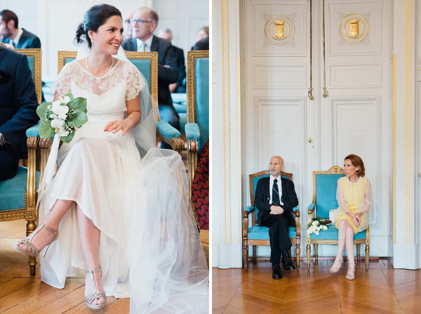 L'émotion est palpable à la mairie de Paris 6, pour la mariée comme pour ses parents Mariée et parents