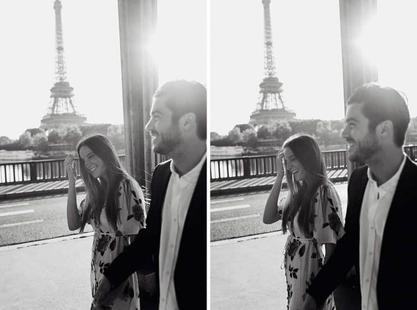 Séance couple au pont Bir Hakeim à Paris