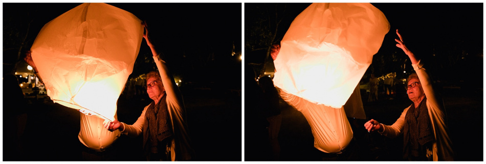 les invités gonflent les lanternes volantes